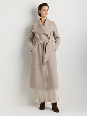 Quince Double Faced Merino Wool Draped Collar Wrap Coat Oat S NWT
